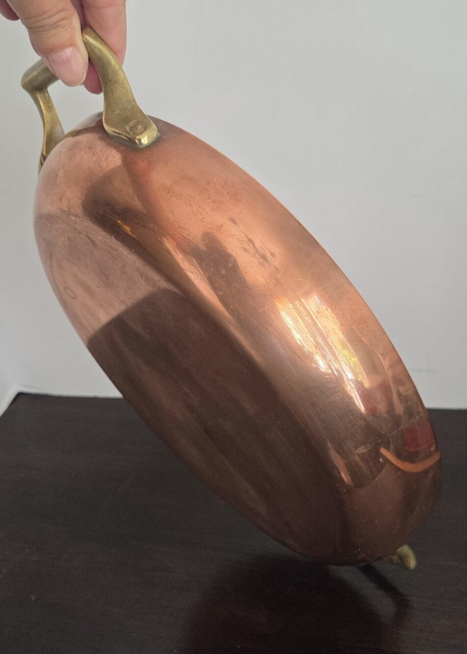Vintage Paul Revere Limited Edition Copper Oval Au Gratin Pan 12" Brass Handles